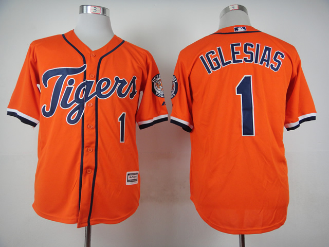Men Detroit Tigers #1 Iglesias Orange MLB Jerseys